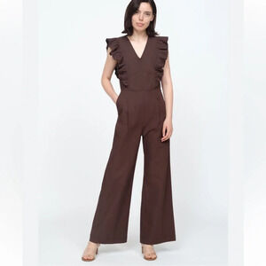 Sea New York Stevie Jumpsuit Brown Ruffle Wide Leg Women’s 0